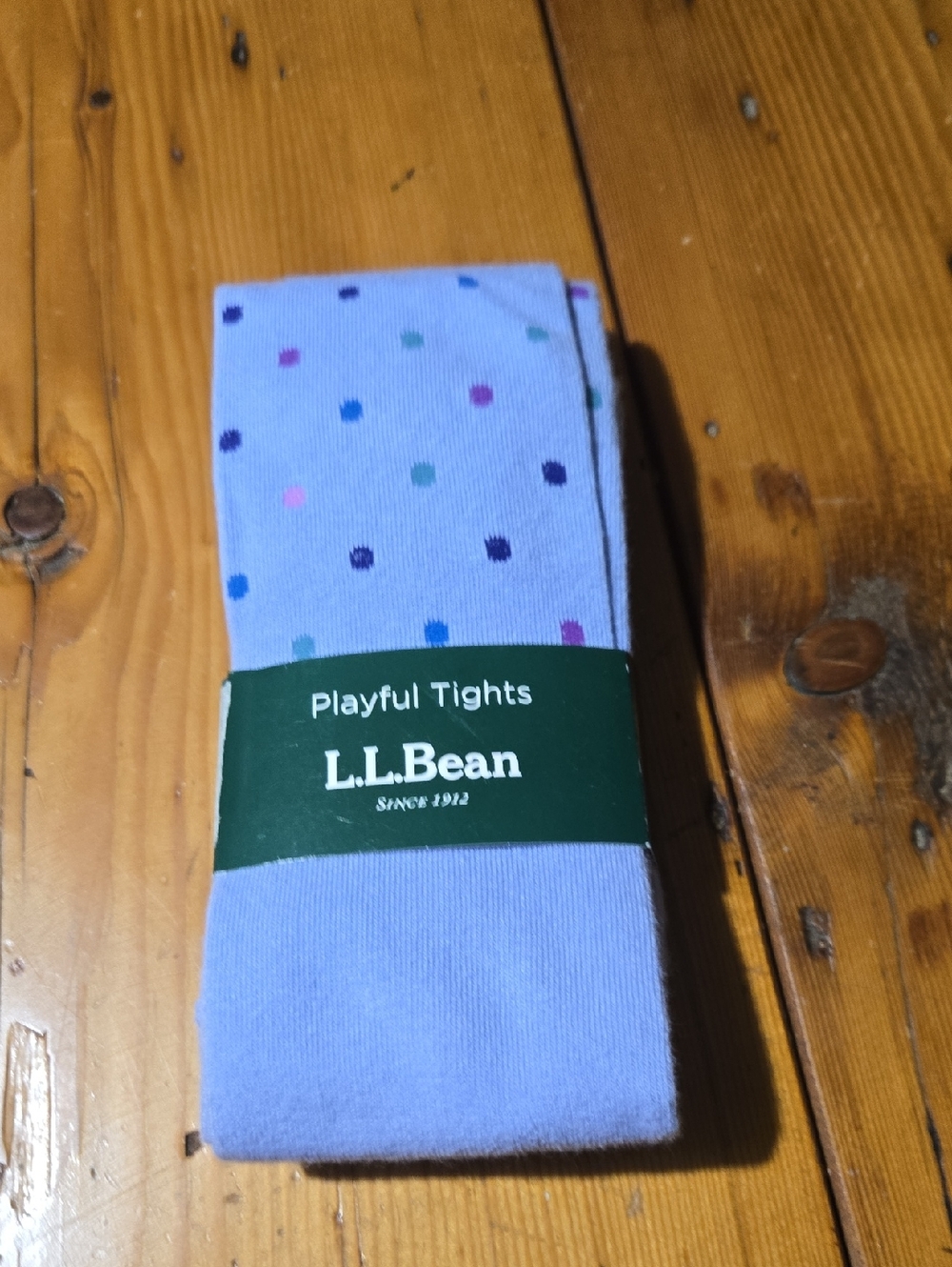 New L.L. Bean Lavender Polka Dot Playful Tights Sz L 14/16